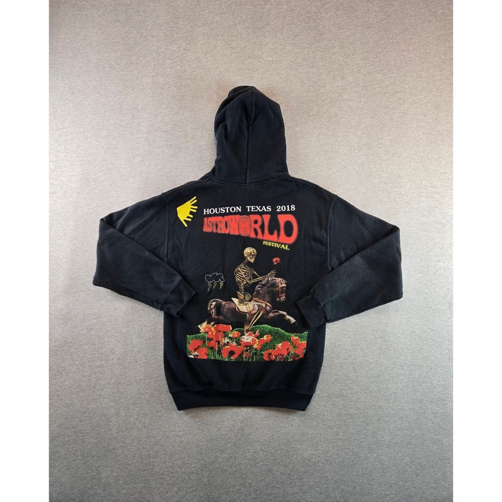 Astroworld Hoodie Mens Small Black Travis Scott 2018 Houston Festival Skeleton